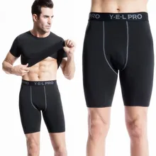 Сексуальный для спортзала шорты Фитнес Обучение Короткие Тренажерный зал носить бодибилдинг тонкий быстро сохнут шорты сжатия черный шорты для йоги Для мужчин