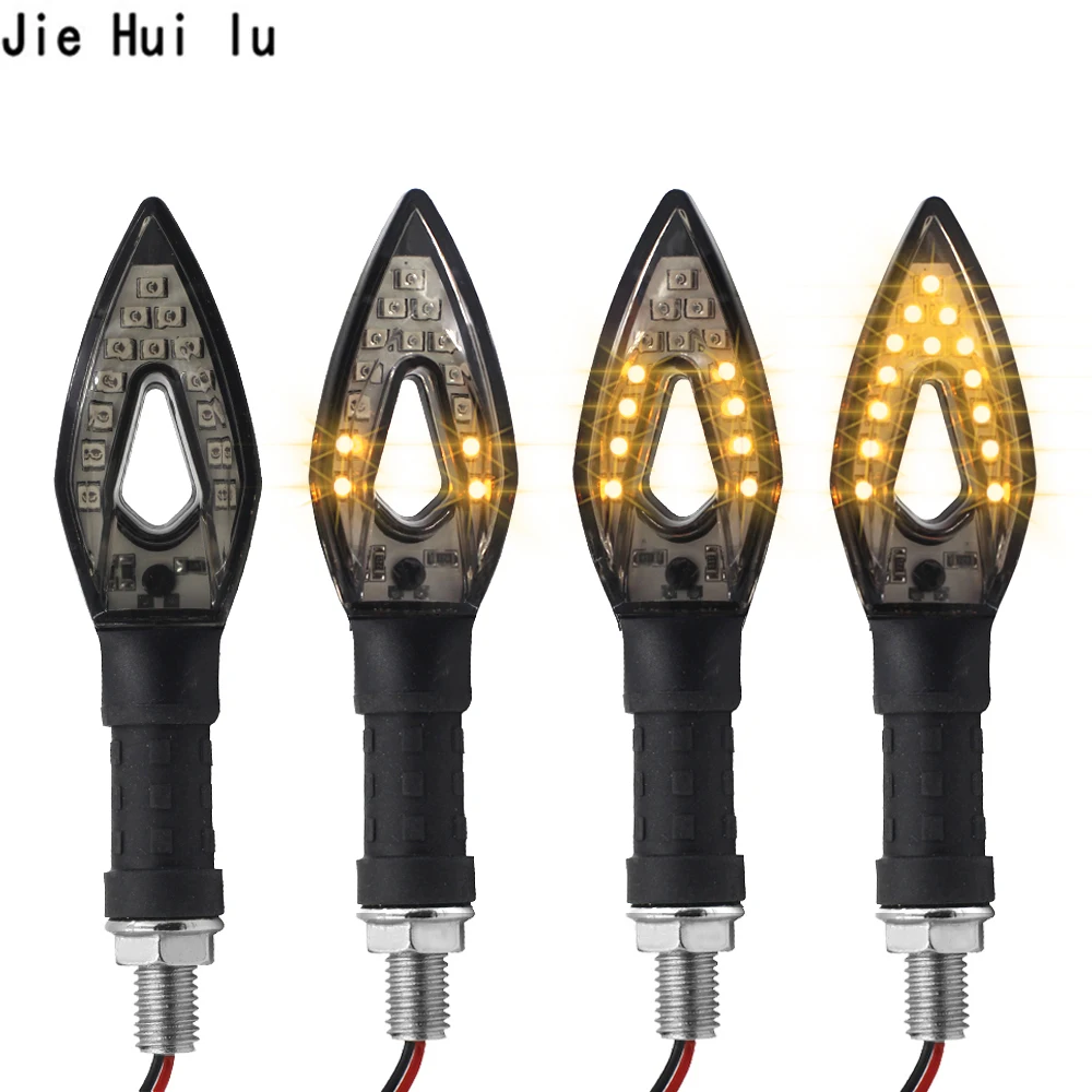

4pcs/set 14 LED Flowing Universal Motorcycle Turn Signal Indicators 12V Blinkers Flexible Bendable Lamp Light Amber