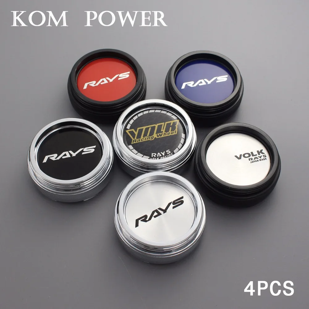 

KOM 4pcs 60/56mm clip black & chrome wheel center cap for rims cover dust-proof cap volk logo emblem rays racing stickers