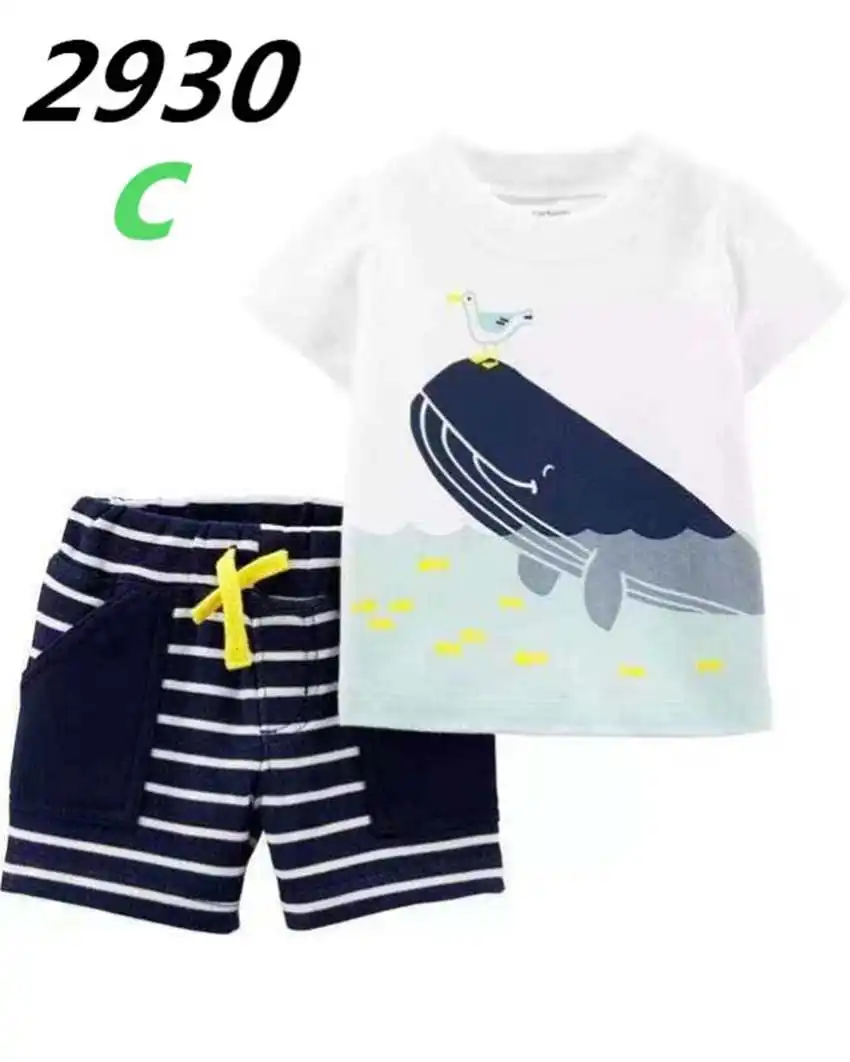 

New Baby Boy Tee Shirt + Pant 2-Pieces Clothes Suit Toddler Outfit 100% Cotton Sea Animal Children T-Shirt Shorts Summer Sets
