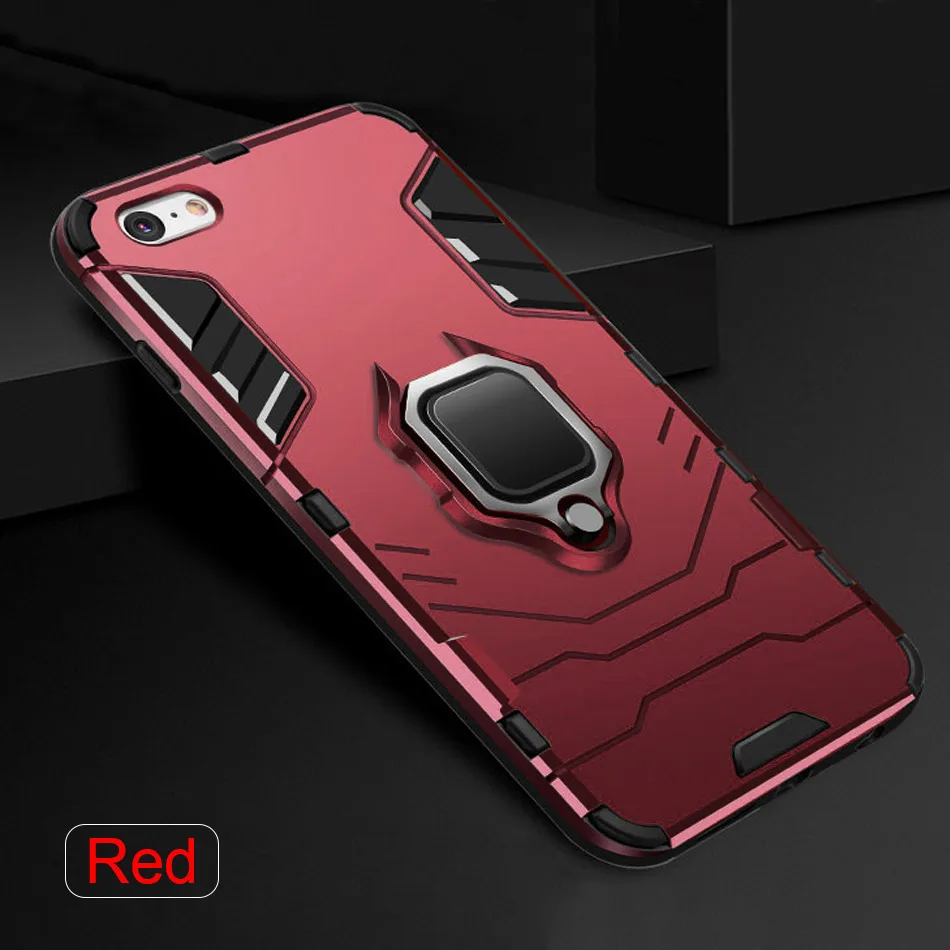 Red Роскошный бронированный чехол для телефона iphone 7, 8, 6, 6s PLus, ТПУ противоударный полный Чехол для iphone X, XR, XS, Max, металлический кольцевой кронштейн, чехол - Цвет: Red