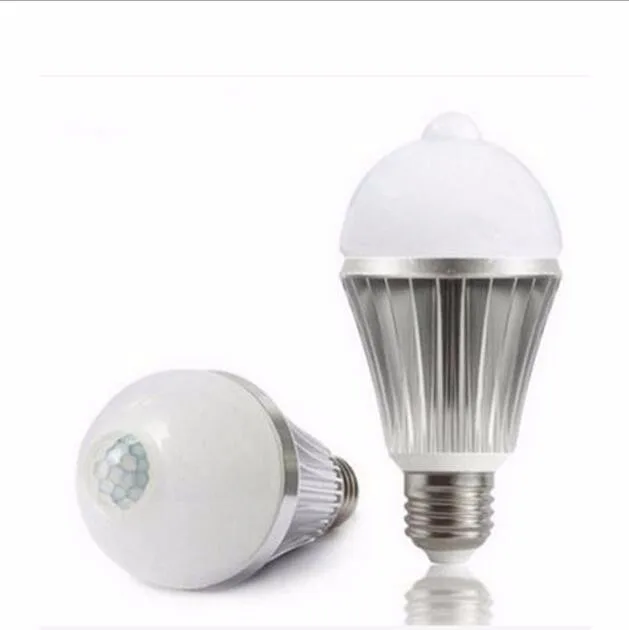 Бесплатная доставка 2016 новые E27 5 Вт светодиодный Пир Auto Motion Сенсор лампа обнаружения Сенсор энергосберегающие белый Сенсор