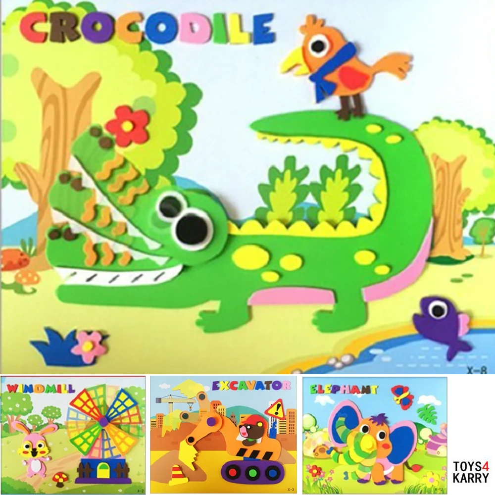 

New Rotatable EVA 3D Foam Stickers Junction Activity DIY Movable Puzzle Educational Toys For Children Kids Craft Toy Can Active