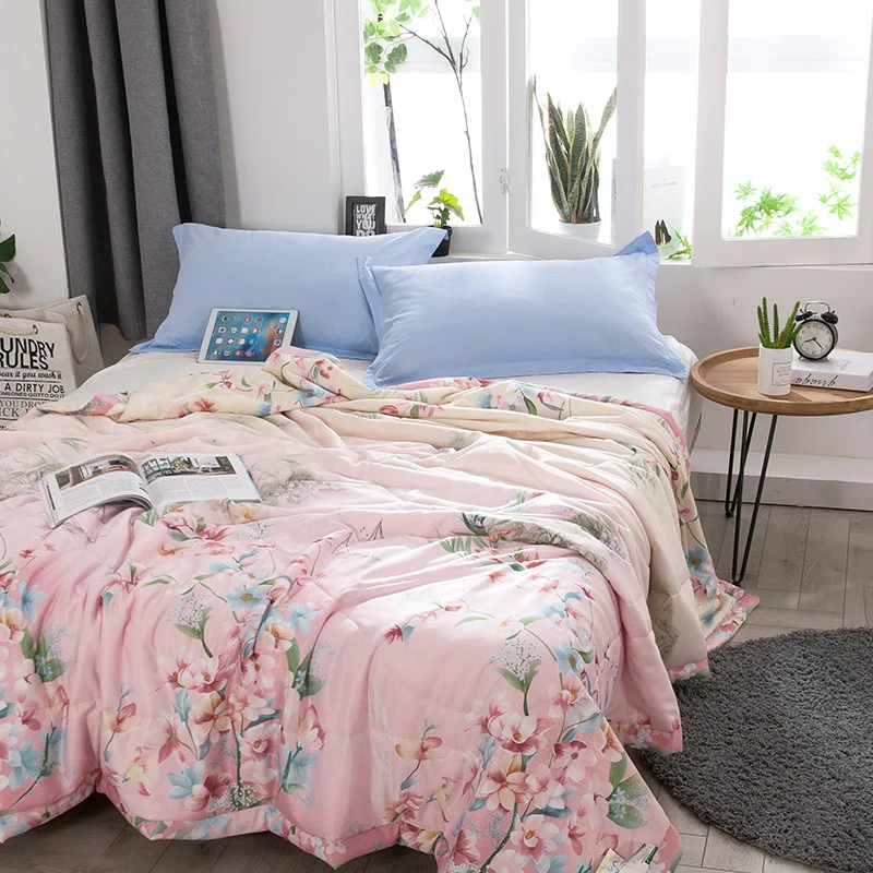 Rustic Color Print Tencel Fabric Bedding 1Pcs Summer Quilt Air