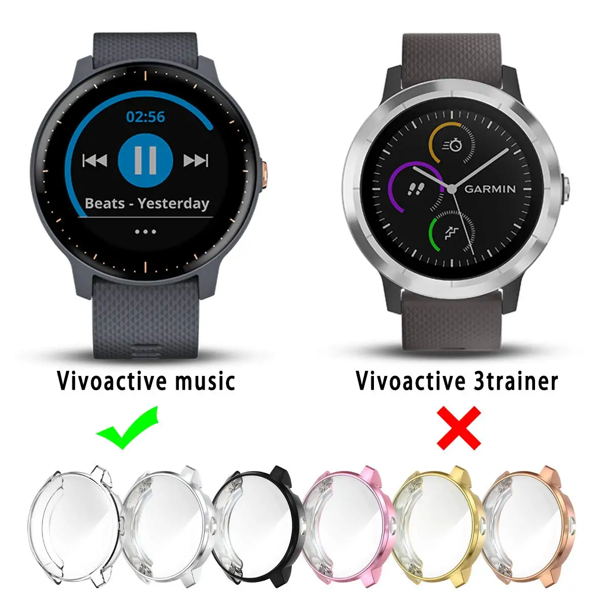 Chofit for Vivoactive 3 Music Coque de Protection d/écran TPU Souple Plaqu/é Coque de Protection pour Pare-Chocs Compatible avec Garmin Vivoactive 3 Music GPS Smartwatch