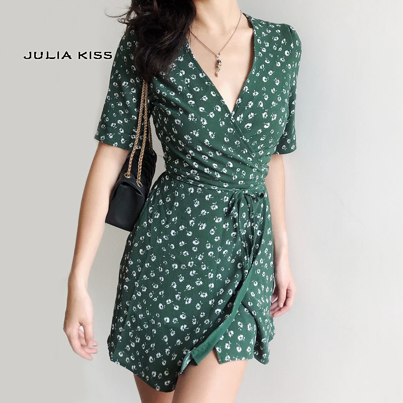 womens wrap mini dress