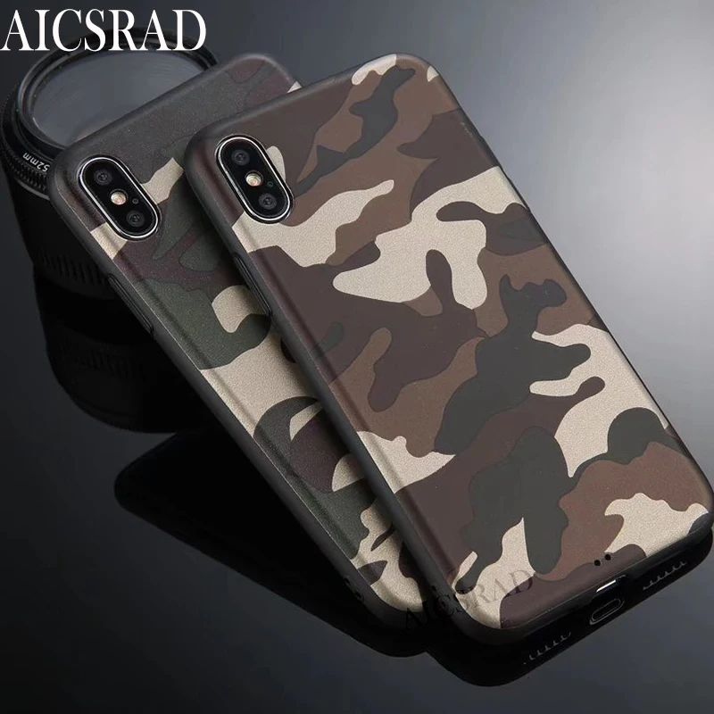 

Army Green Camouflage Case For iPhone X XS Max XR Case For iPhone 6 6S 7 8 Plus 5 5S SE Soft TPU Silicon Phone Cases Back Cover