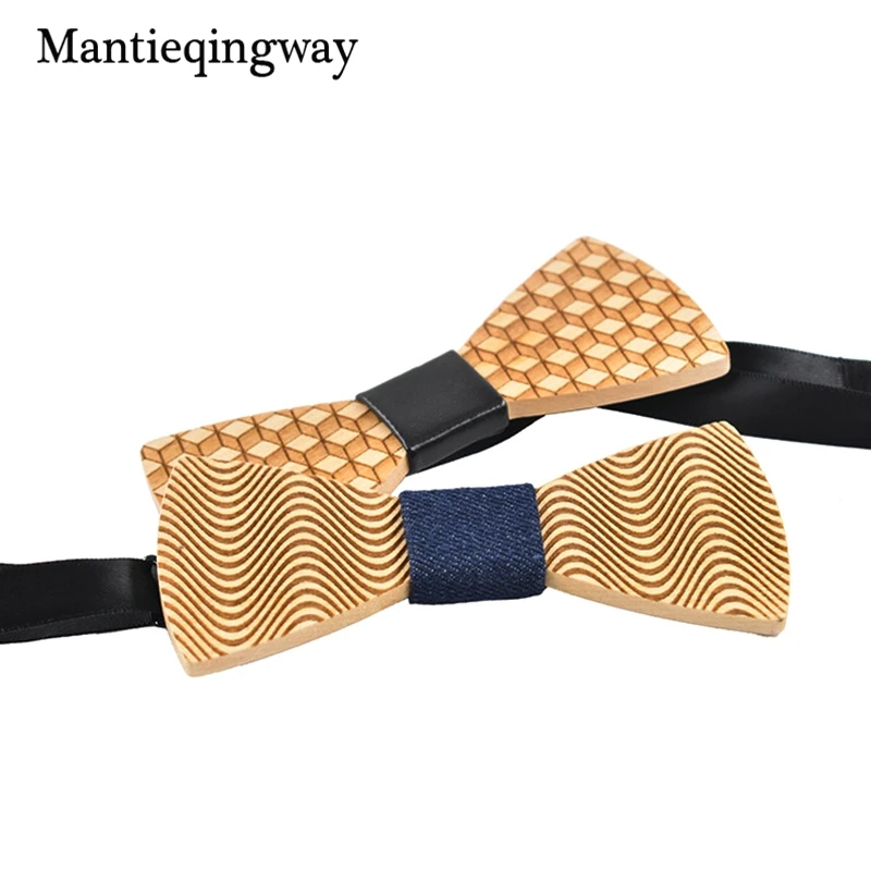 Mantieqingway Мода древесины Полосатый плед галстук-бабочка в горошек для Для мужчин Свадебный деревянный Bowties Для мужчин s Аксессуары Gravatas