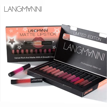 

12pcs/lot Ultra Matte Velvet Sexy Lipgloss Set Cosmetic Lip Waterproof Long Lasting Lip Stick Moisturizer Lipstick Makeup Tint