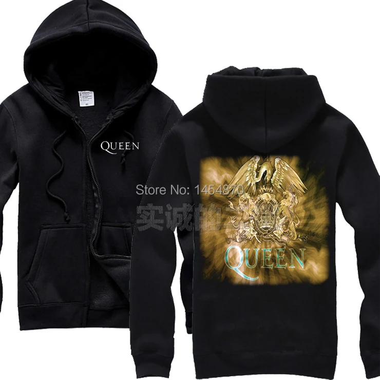 Мода 3D queen Band высокого качества хлопок Толстовка Рок худи, зимняя куртка бренд панк, хард-рок черный металл золото