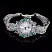 Hot Sale Women Classic Pure Silver Bracelet Watch S925 Silver Bracelet Watch Silver Jade Bracelet Watches Real Silver Bangle