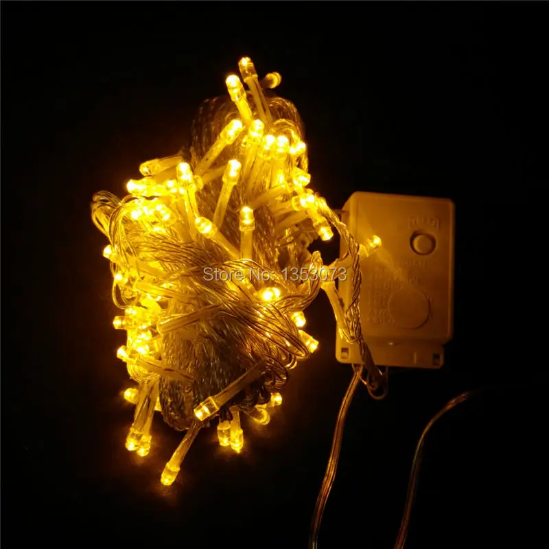 Multicolour 100 LED String Light 10M 220V 110V Decoration Light for Christmas Party Tree Wedding With 8 Modes cordoes de LED - yellow