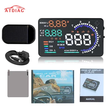 

OBD2 HUD Car Head Up Display 5.5" LED Windscreen Projector hud A8 OBD Scanner Speed Fuel Warning Alarm Data Diagnostic Tool
