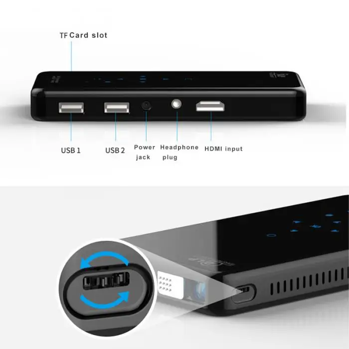 Мини-проектор 1080 P видео DLP беспроводной проектор с поддержкой Wi-Fi bluetooth HDMI USB TF карта ND998