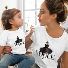 Fashion Family Matching Clothes Outfits Look Mother Daughter VOGUE Princess Tshirt Clothing Mommy and Me Family Look T-shirt