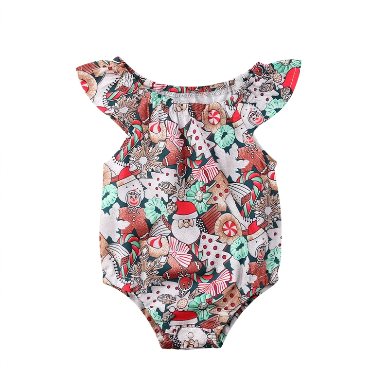 

Baby Girls Christmas Romper Outfit Clothes Newborn Toddler Cartoon Santa Printed Romper Xmas Casual Cotton Jumpsuit 0-2T