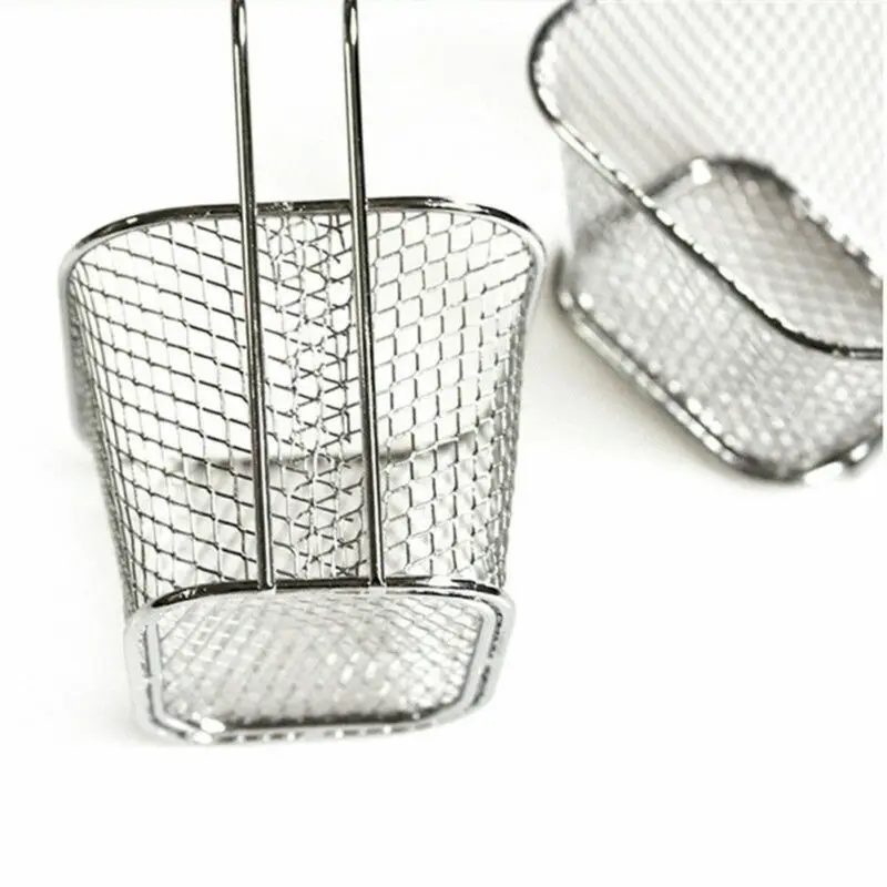

Home Stainless French Fries Stainless Steel Mini French Fry Serving Basket Mini Square Fry Basket Present Fried Food