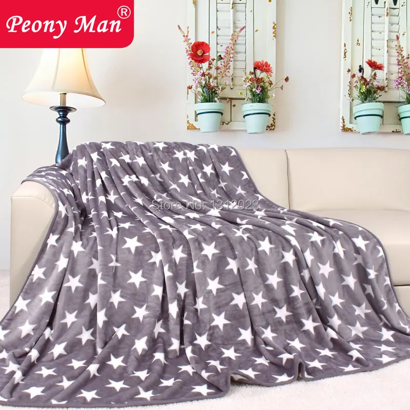 

New Hot Flannel Baby Blanket Warm Star Cover Quilt Home Super Soft Spring Autumn Fleece Peony Man Travel Car Blankets