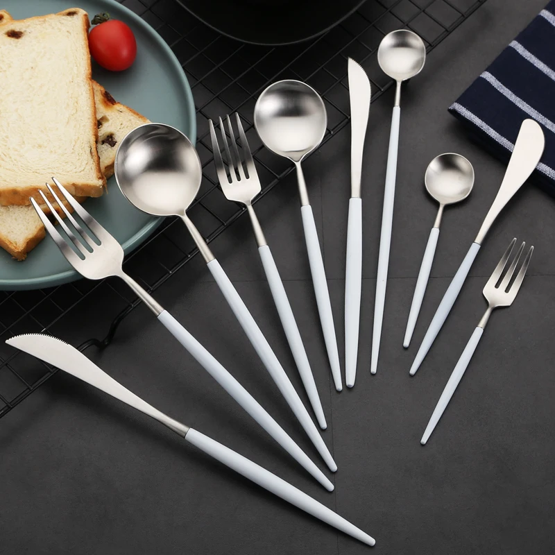

Spklifey Gold Dinnerware Set Western Dinnerware Steel Cutlery Set Forks Knives Spoons Kitchen Chopsticks High Quality