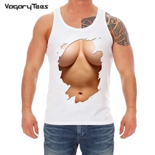 Крутой мужской летний крутой Топ Повседневный 3D с принтом груди жилет большие груди сексуальный дизайн груди топ с принтом