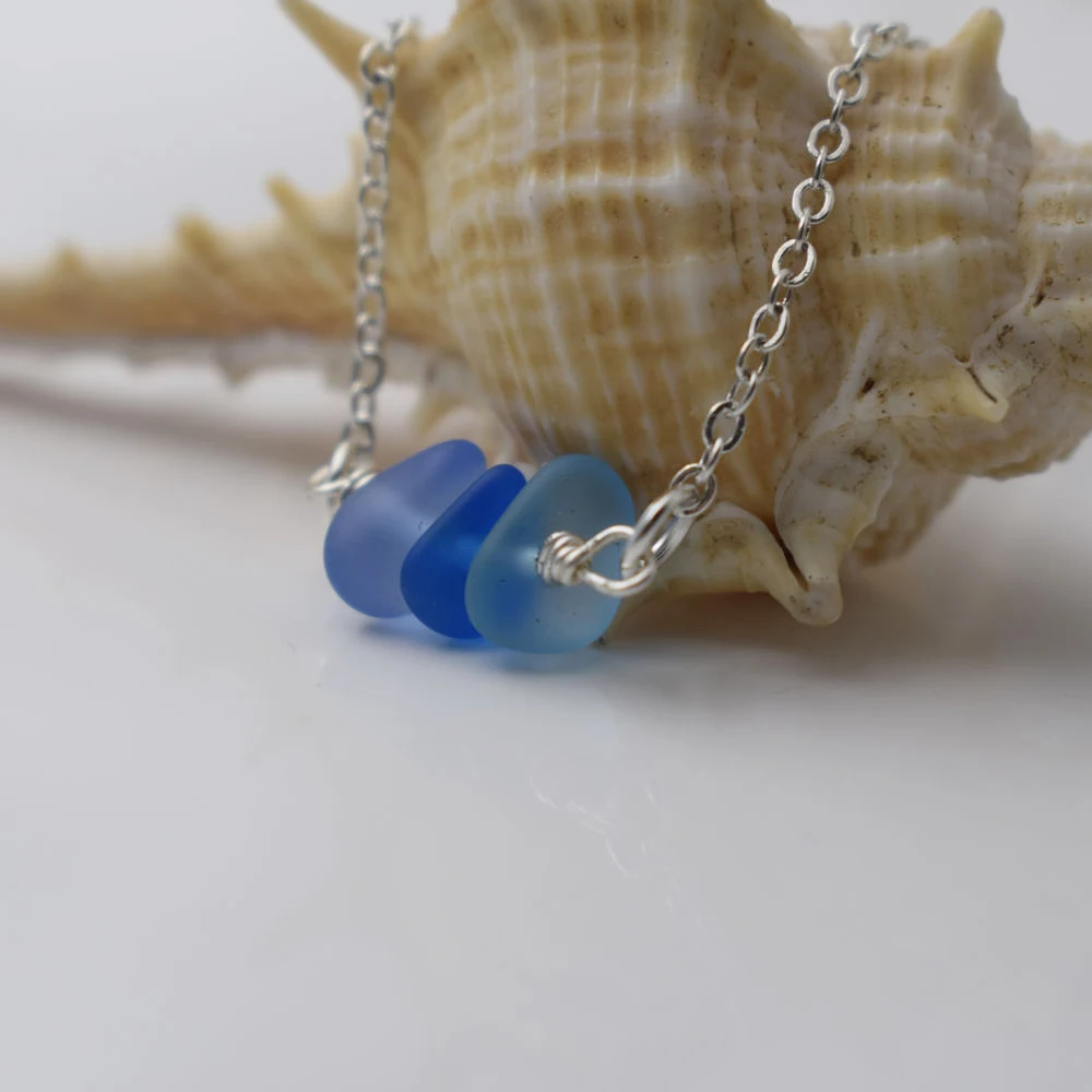 SanLan gekweekte zee sieraden, strand glas iets blauw, natuurlijke cadeau voor haar|Hanger Kettingen| - AliExpress