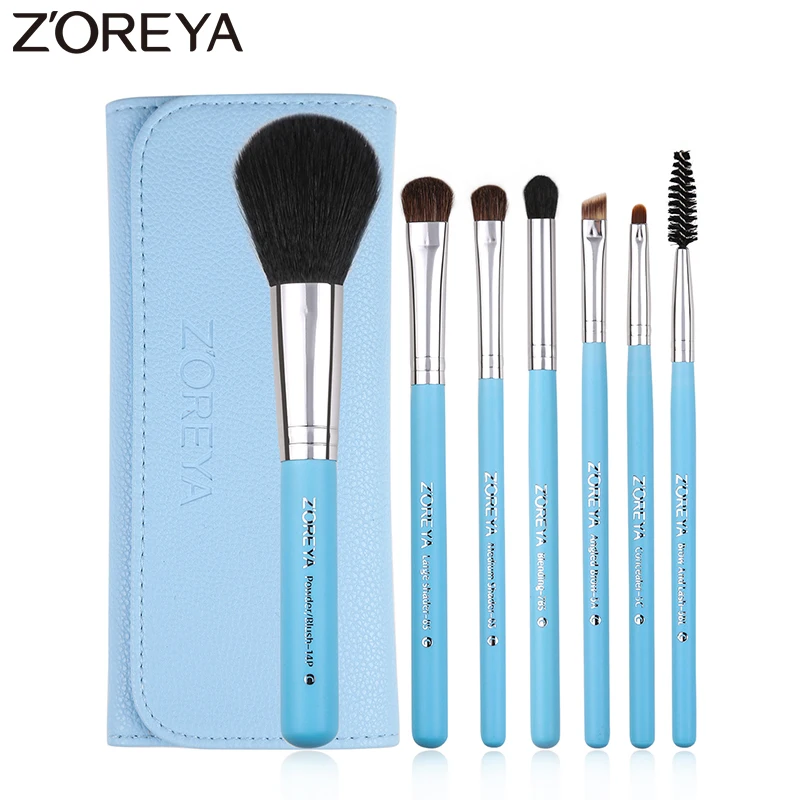 

Zoreya Brand New arrive 7pcs/set Cosmetic brushes Makeup Brushes Tool Kit Super Soft Hair PU Leather bag Make Up Brushes Set