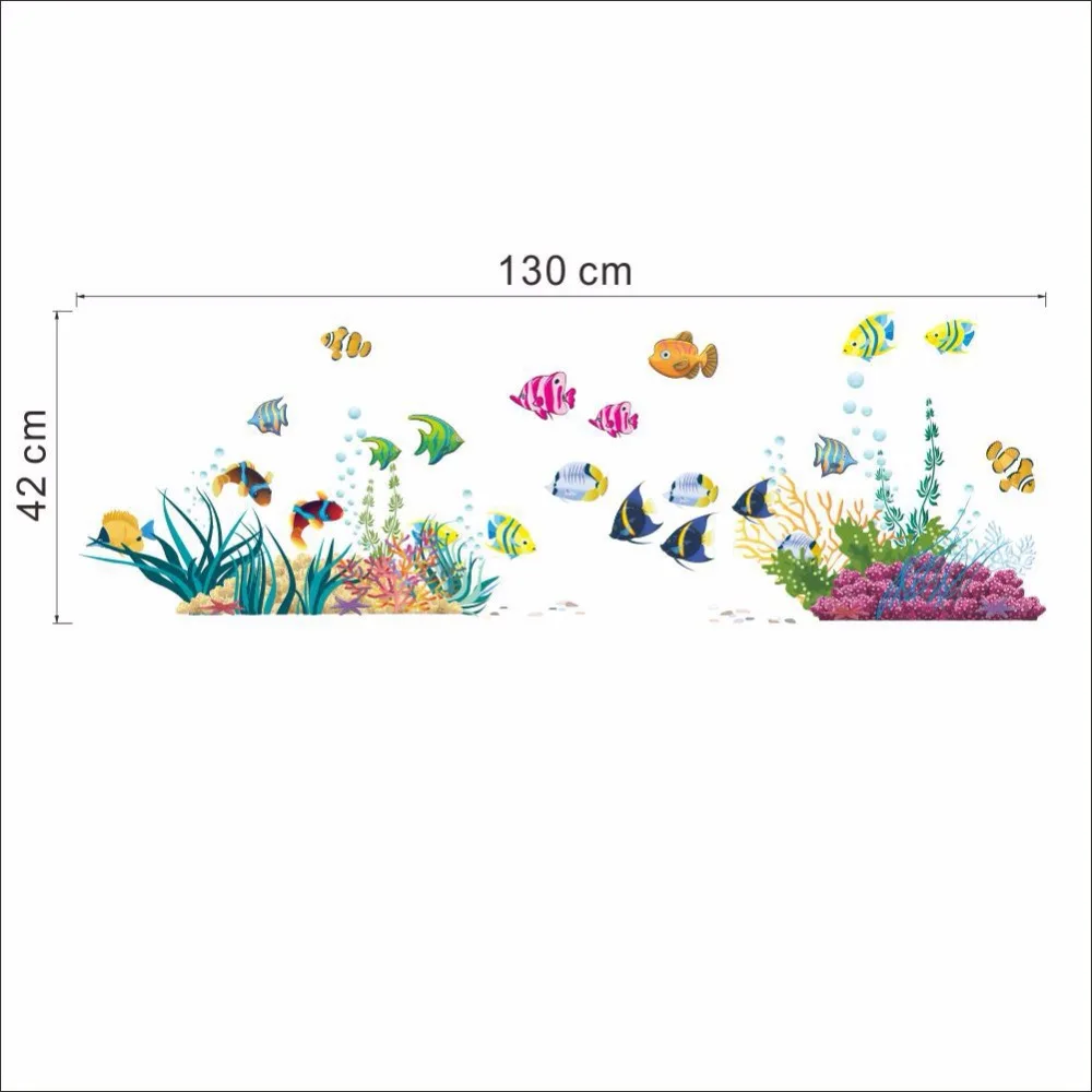 Diy Tropivsl рыба Детская комната Наклейка на стену домашний декор наклейка Съемная художественная детская 3D наклейка s для ванной комнаты мультфильм подводный мир