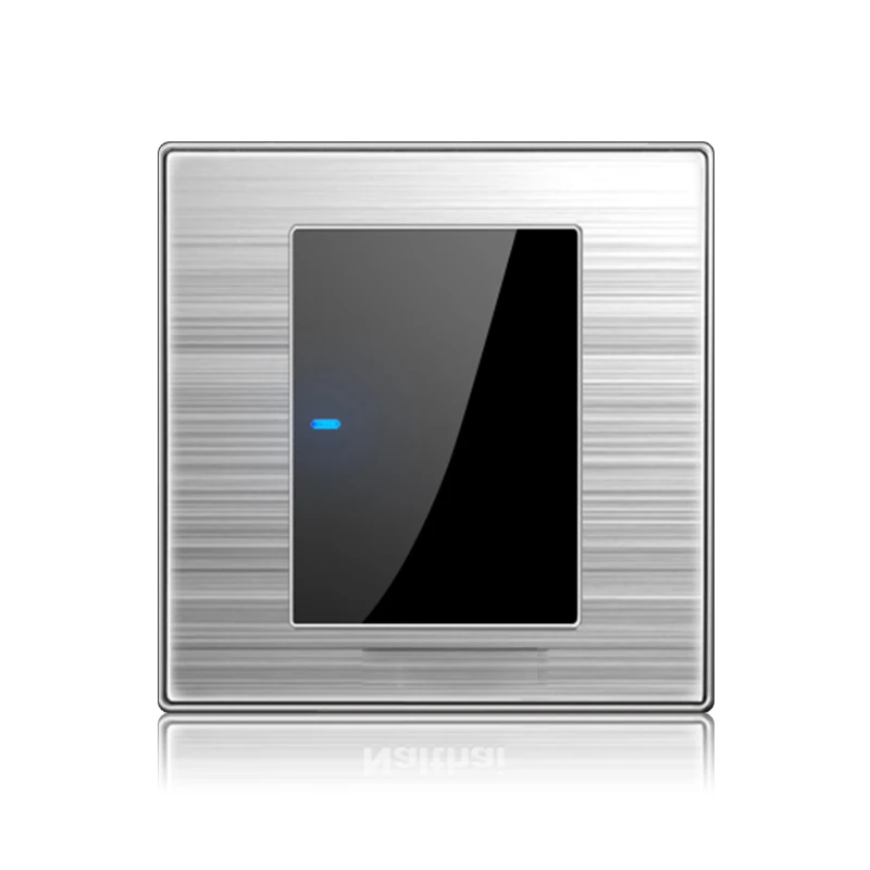 1 2 3 Gang 1 2 Way Bright home switch socket type 86 wall socket with led brushed stainless steel Germany France US UK socket