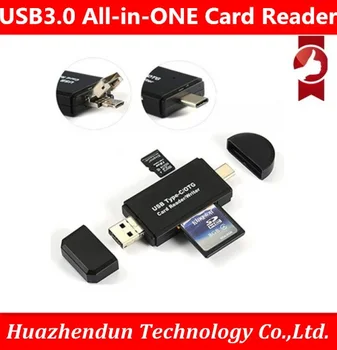 

USB 3.0 USB A Micro USB Combo to 2 Slot TF SD All in One Card Reader Type-C Card Reader for Smartphone PC