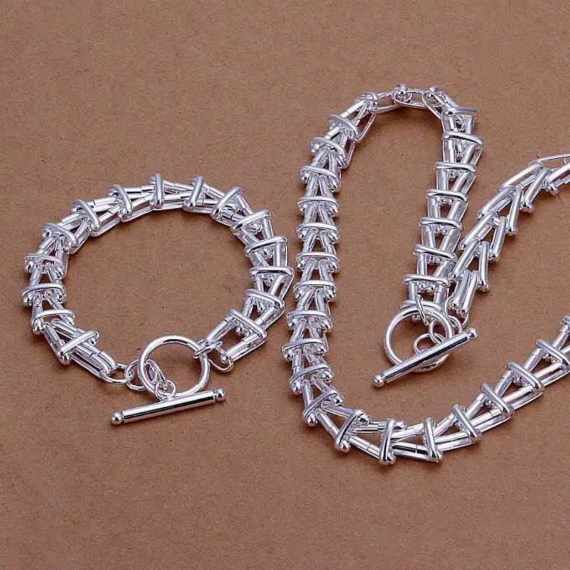 Free Shipping silver plated Jewelry Set Fine Fashion Charms Pendant