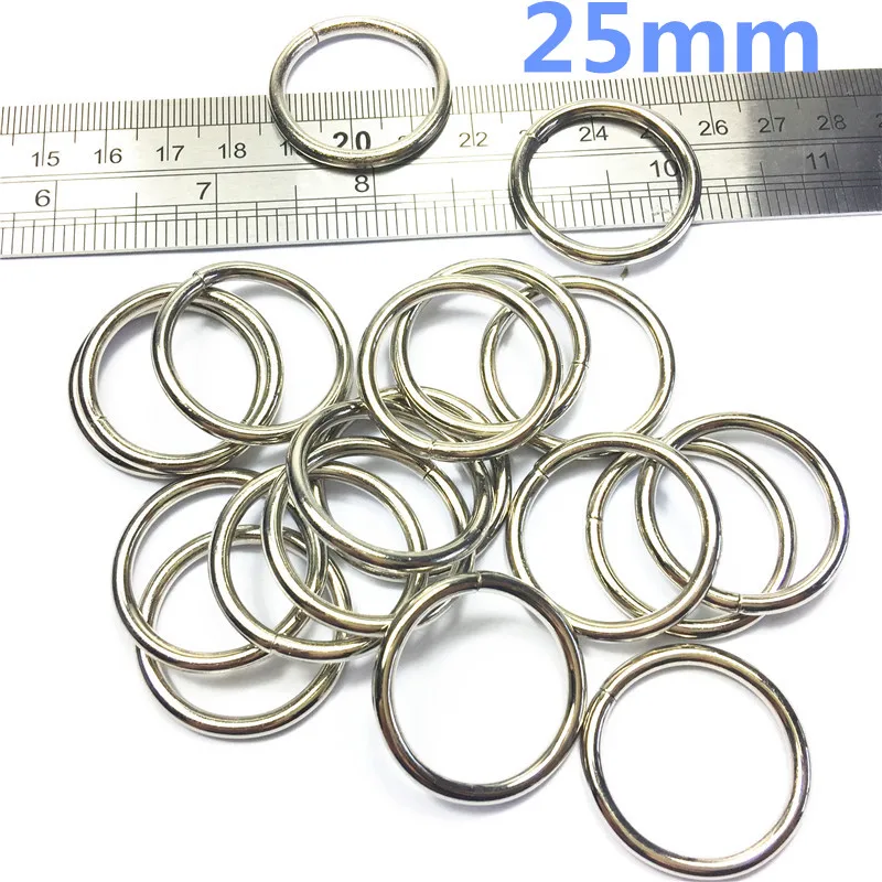 9- 25mm silver Non Welded Metal O Ring Nickel&Black Nickel Plated Backpack Collar Harness Rings Bag Parts  Accessories
