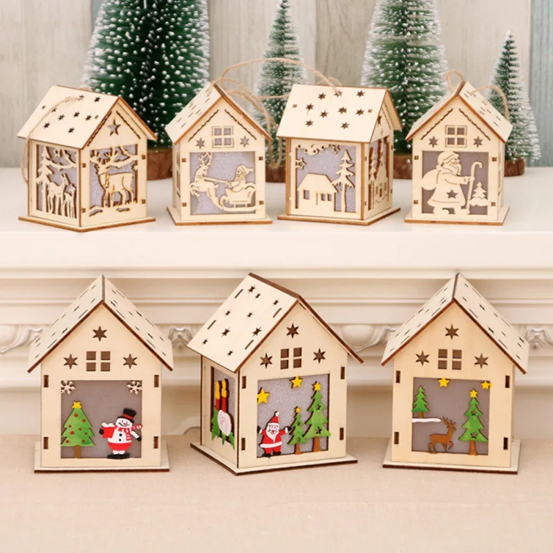 

Christmas Decorations Pendant Glowing Cabin Christmas Ornaments Drop Ornaments Large Deer Home Garden Decoration Crafts