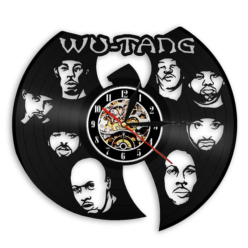 

Vintage Vinyl Record Wall Clock Modern Design Music Theme WU TANG CLAN HIP-HOP Band Clock Wall Watch Home Decor Gift for Fans