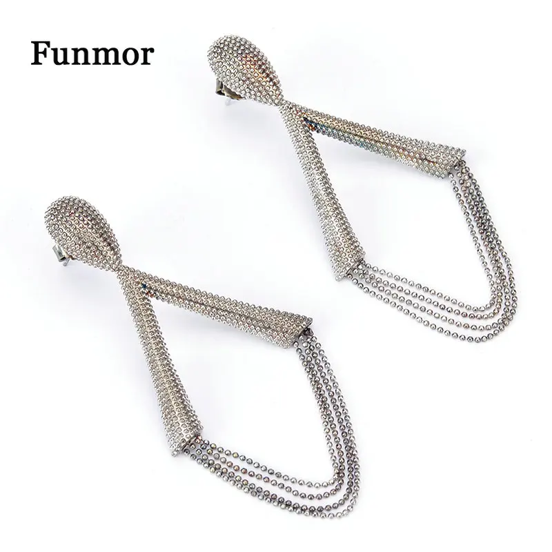

Funmor Retro Rhombus Multi-layer Bead 925 Sterling Silver Earring Women Lady Banquet Concert Prom Decoration Bijouterie Presents