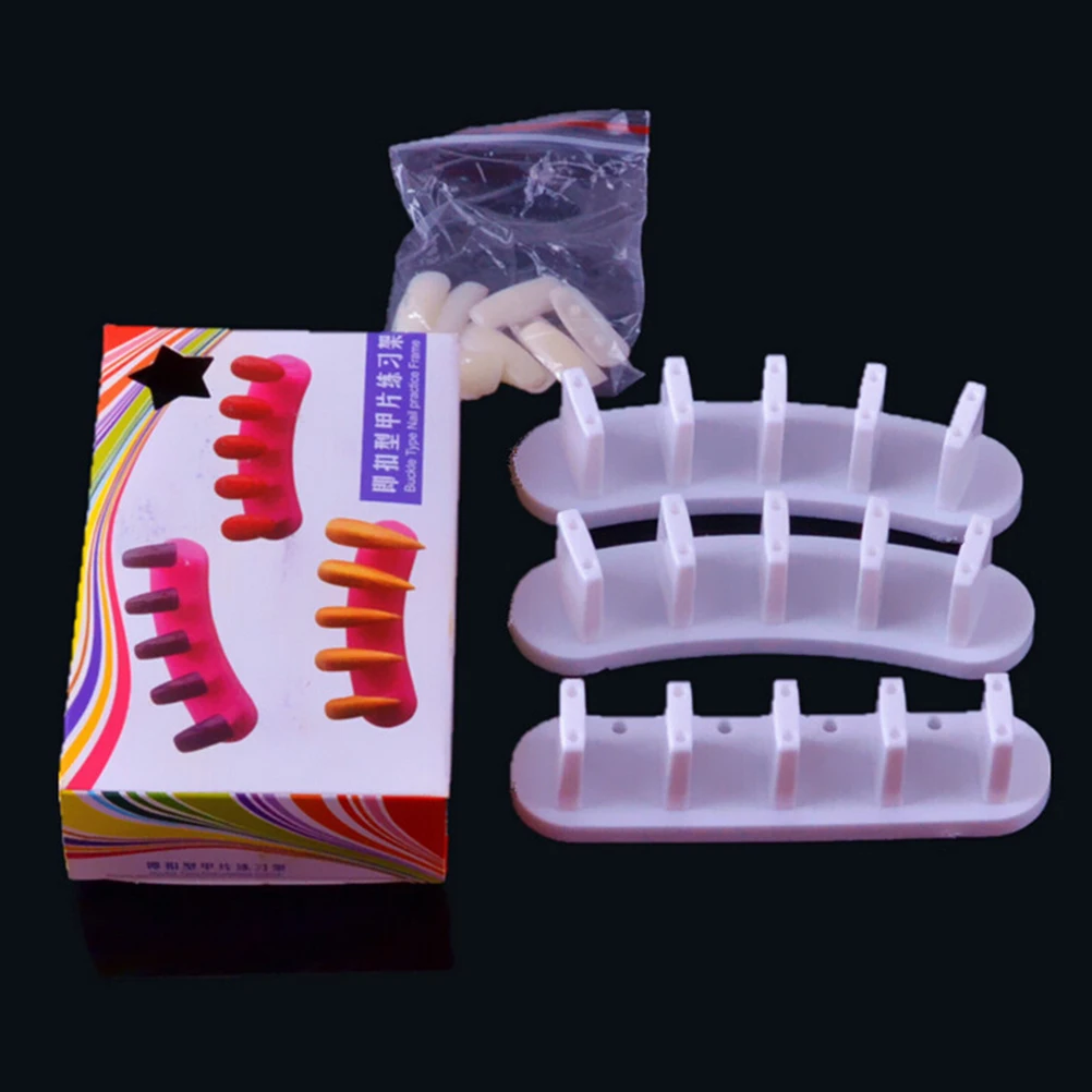 

Hot Dismountable Practice Removable Nail Training Holder+10pcs False Nail Tips Nail Art Practice Manicure