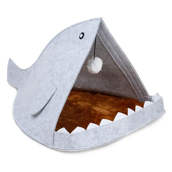 

Shark Warm Cat Bed House Bed Kennel Pet Puppy Nest Shell Bed For Winter Pet Products For Dog Cats Blue Grey 2019 NEW