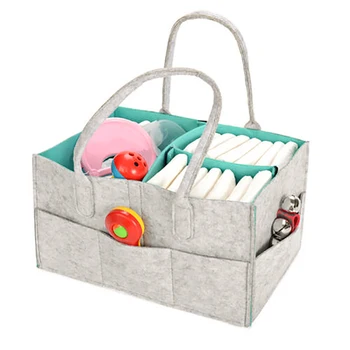 

Folding Baby Diaper Wipes Bag Caddy Nursery Storage Bin Infant Nappy Organizer Basket Felt Diaper Storage Bag