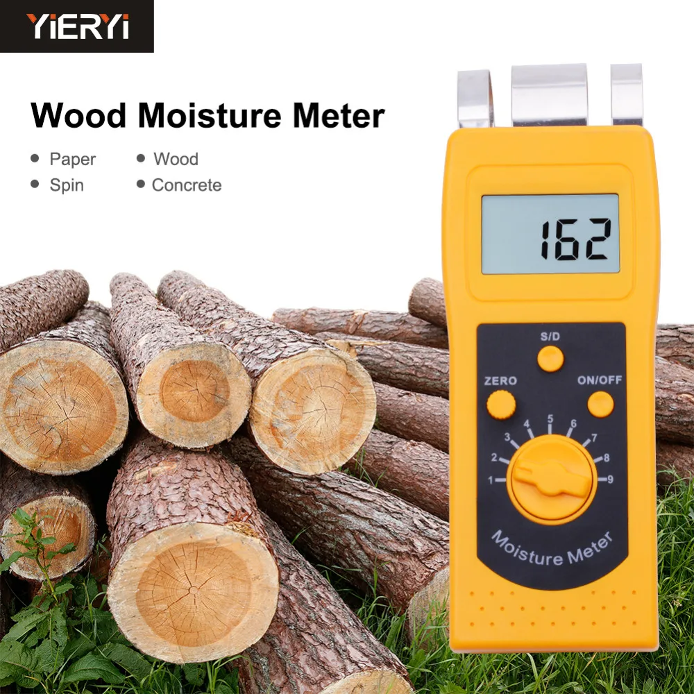 

yieryi DM200W Portable Digital Wood Moisture Tester With 4 Digital LCD Display Wooden Moisture Meter Analyzer Wood Tool