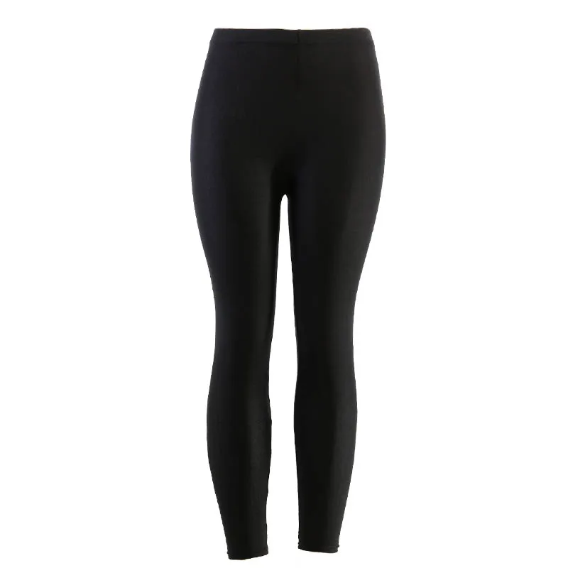 

Yesello Black Solid Fluorescent Leggings Women Casual Plus Size Multicolor Shiny Glossy Legging Female Elastic Pant