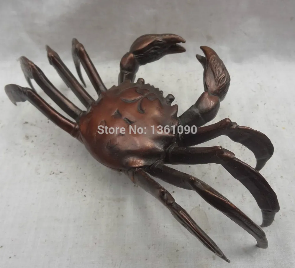 

xd 00860 10" China Pure Bronze Sculpture JiXiang Wealth Crab Granchio Statue Animal