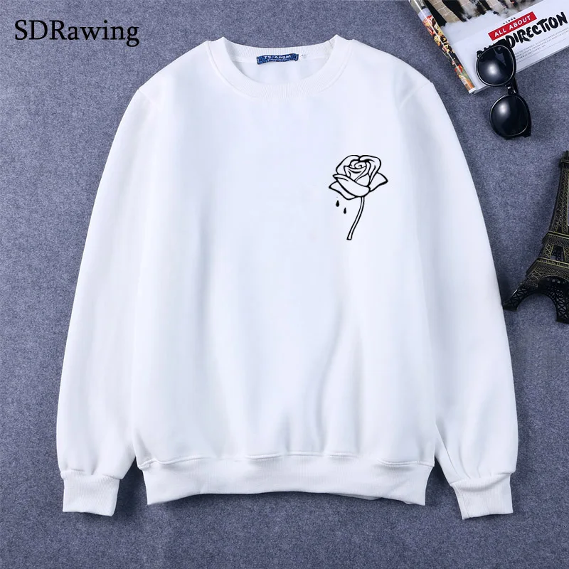 rose flower pocket Print Women Sweatshirts Cotton Casual Funny Sweatshirts For Lady Top Hipster Tumblr Drop Ship rose flower pocket Print Women Sweatshirts Cotton Casual Funny Sweatshirts For Lady Top Hipster Tumblr Drop Ship