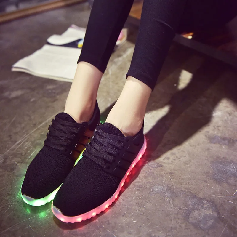 2016 Зима Женщины Корзина Загорается Светодиодный Обувь Повседневная Femme Chaussures Homme