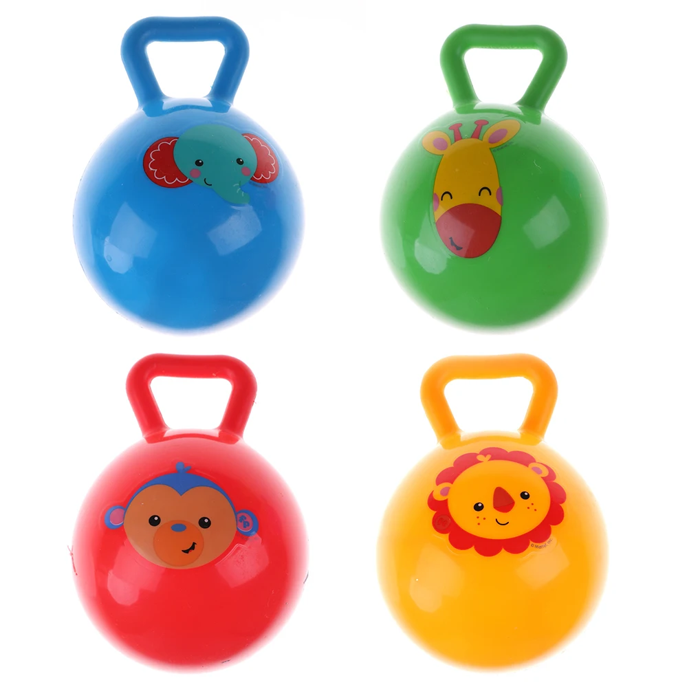 Rubber Ball With Handle Grasp Children Outdoor Indoor Fun Sports Toy