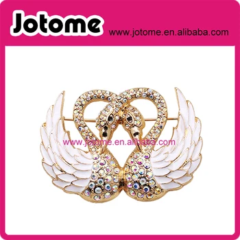 

fashion jewelry accessories metal enamel two swans brooch