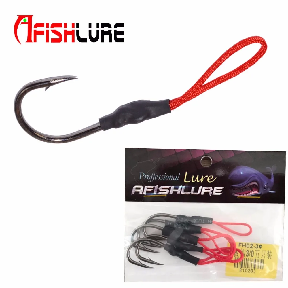 Afishlure 5pcs Stainless Steel Jigging Spoon Fishing Hook With PE Line