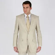 Изготовленный на заказ бежевый деловой мужской костюм, на заказ одна пуговица тупым лацкан свадебный смокинг, индивидуальный костюм жениха, индивидуальный мужской костюм