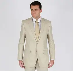 На заказ бежевый бизнес мужчины костюм, на заказ одна кнопка нотч лацкане свадьба смокинг, заказ жених костюм, на заказ мужской костюм