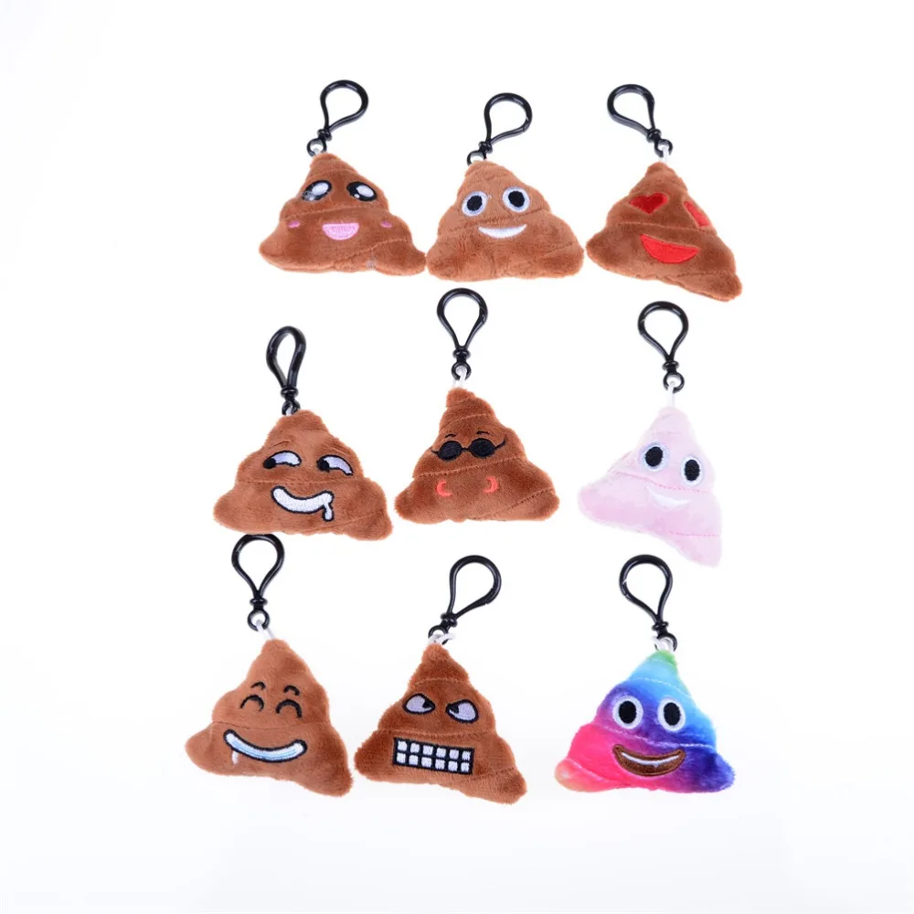 1PCS Cute Stuffed Small Pendant Emoji Poop Keychains Plush Cotton Small Emoji Pillow Keyrings for Bag Parts