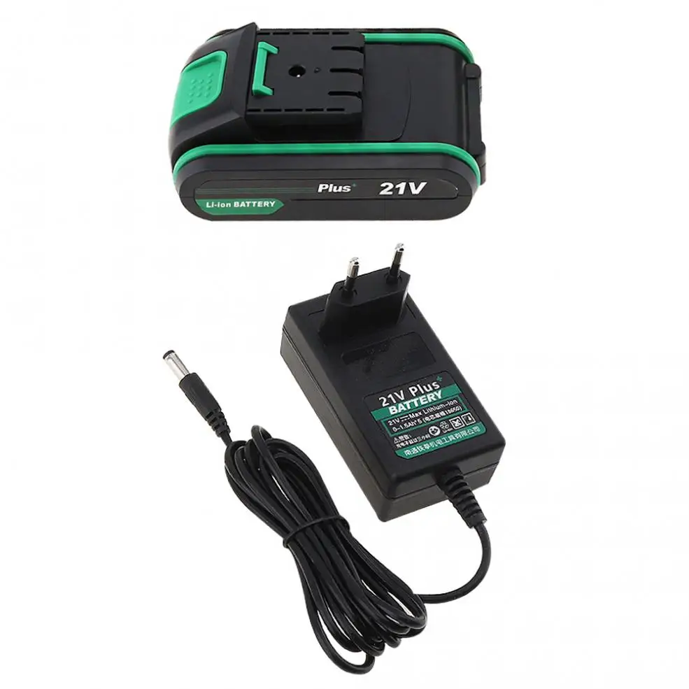 100 - 240V Cordless 21V Plus Electric Drill with 2 Lithium Batteries and Rotation Adjustment Switch for Handling Screws