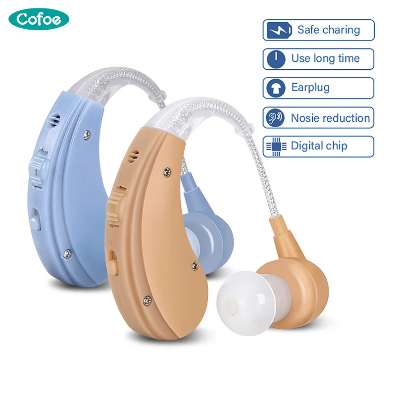 Cofoe BTE Hearing Aid Sound Amplifier Ear Care Tools Rechargeable Adjustable Hearing Aids for The Elderly/Hearing Loss Patient